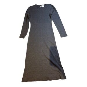 Root Three Women's‎ Gray Speckled Cotton Long Sleeve Maxi Dress